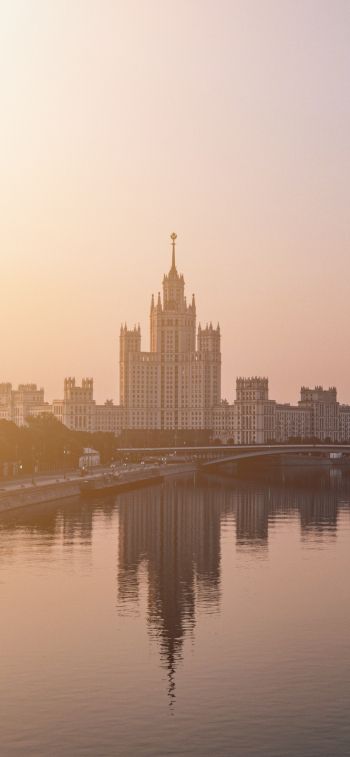 Raushskaya embankment, Stalin skyscraper, Moscow Wallpaper 1284x2778