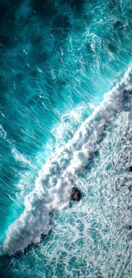 sea, sea foam, azure Wallpaper 1440x3040