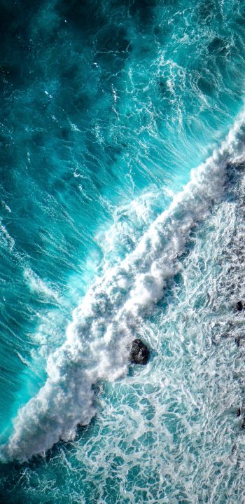 sea, sea foam, azure Wallpaper 1440x2960