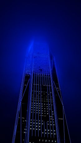 skyscraper, night, neon Wallpaper 640x1136