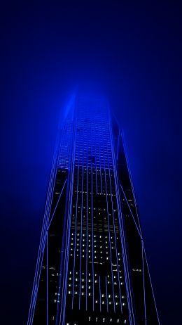 skyscraper, night, neon Wallpaper 750x1334