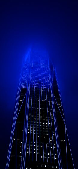 skyscraper, night, neon Wallpaper 1284x2778