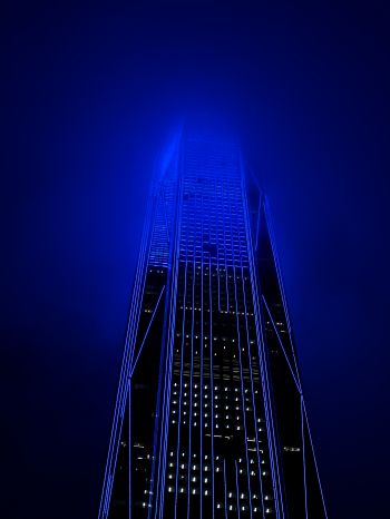 skyscraper, night, neon Wallpaper 1620x2160