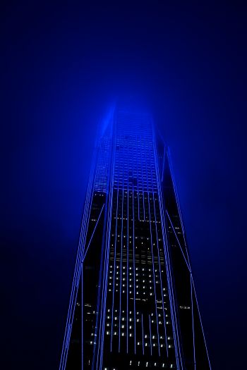 skyscraper, night, neon Wallpaper 640x960