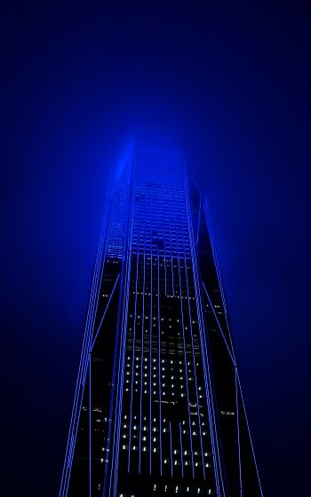 skyscraper, night, neon Wallpaper 1200x1920