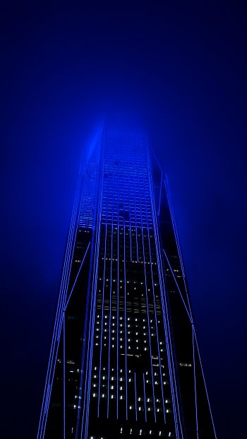 skyscraper, night, neon Wallpaper 640x1136