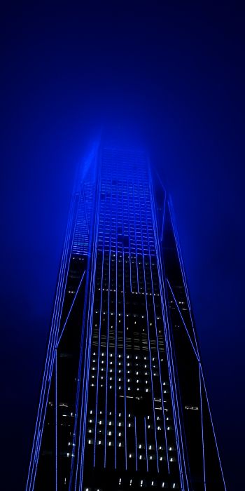 skyscraper, night, neon Wallpaper 720x1440