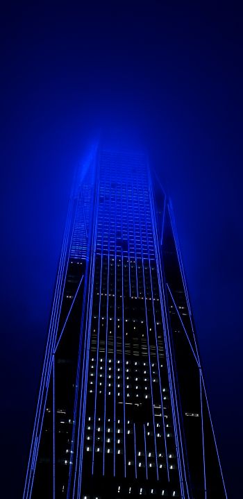 skyscraper, night, neon Wallpaper 1080x2220