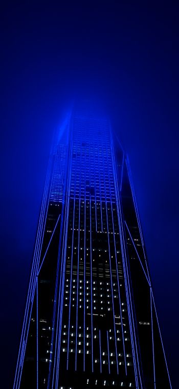 skyscraper, night, neon Wallpaper 1242x2688