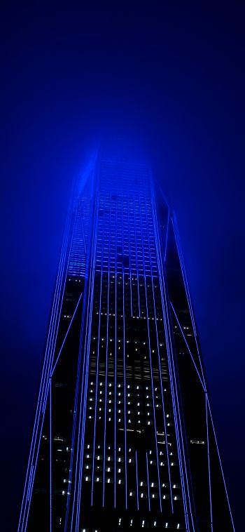 skyscraper, night, neon Wallpaper 1080x2340