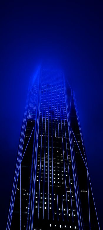 skyscraper, night, neon Wallpaper 1440x3200