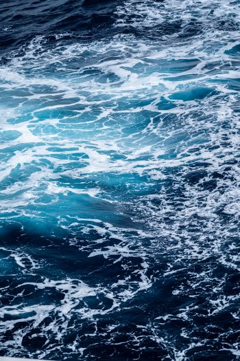sea, sea foam, blue Wallpaper 640x960