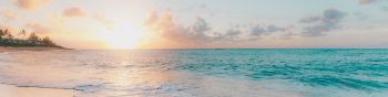 beach, sea, sunset Wallpaper 1590x400
