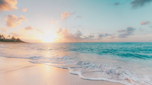 beach, sea, sunset Wallpaper 1366x768