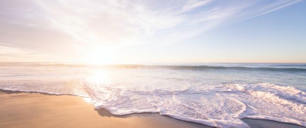 beach, sea, sunset Wallpaper 3440x1440