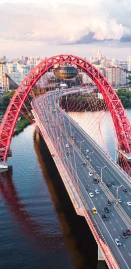 Zhivopisny Bridge, Moscow, Russia Wallpaper 1080x2220