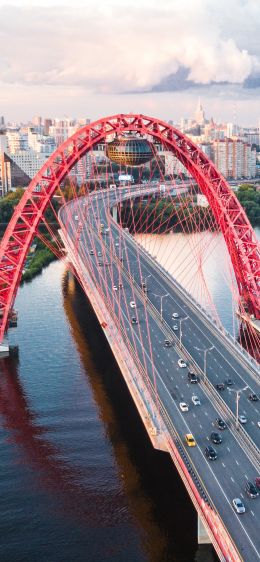 Zhivopisny Bridge, Moscow, Russia Wallpaper 828x1792