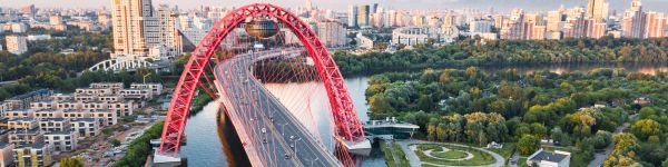 Zhivopisny Bridge, Moscow, Russia Wallpaper 1590x400