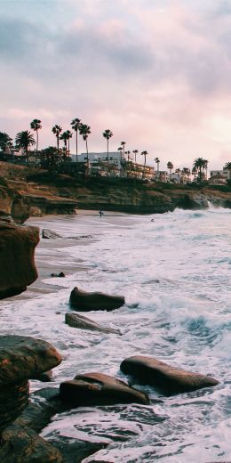 beach, sea foam, sea Wallpaper 720x1440