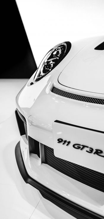 Обои 1440x3040 Porsche 911 GT3 RS, белый, спортивная машина