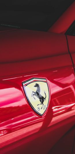 red ferrari, sports car Wallpaper 1440x2960