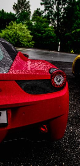 red ferrari, sports car Wallpaper 1080x2220