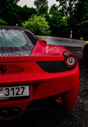 red ferrari, sports car Wallpaper 1640x2360