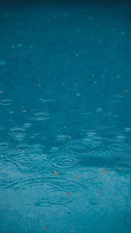 Обои 640x1136 капли дождя, дождь, синий