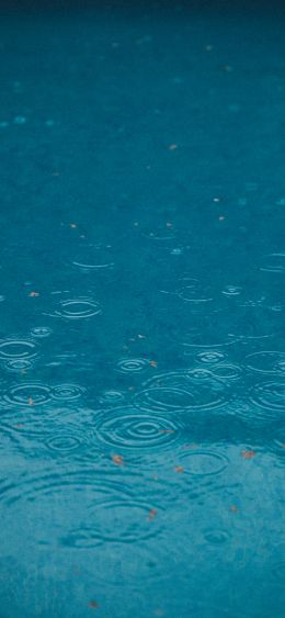 raindrops, rain, blue Wallpaper 1080x2340