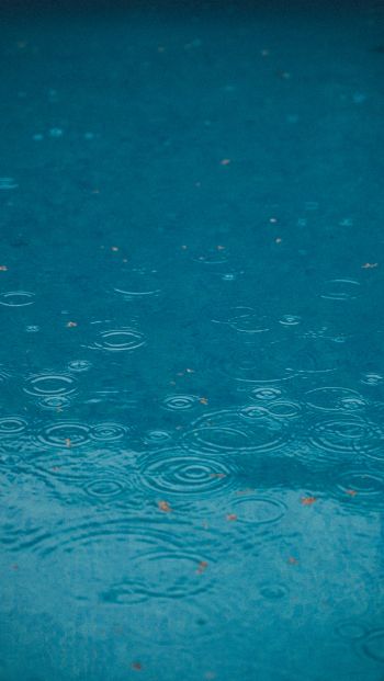 Обои 640x1136 капли дождя, дождь, синий