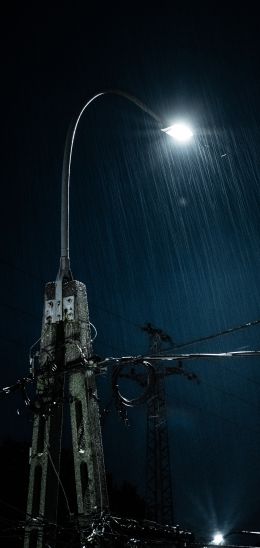 rain, night, flashlight Wallpaper 1080x2280