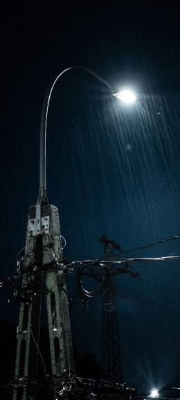 rain, night, flashlight Wallpaper 1440x3200