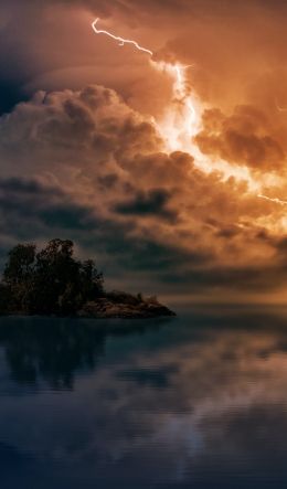 thunderstorm, lightning, bad weather Wallpaper 600x1024