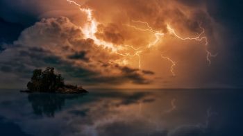thunderstorm, lightning, bad weather Wallpaper 1366x768