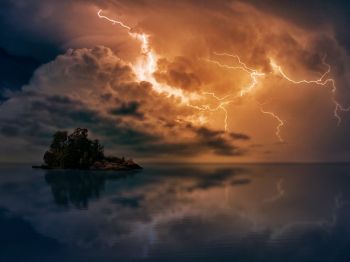 thunderstorm, lightning, bad weather Wallpaper 1024x768