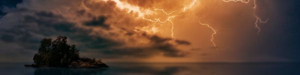 thunderstorm, lightning, bad weather Wallpaper 1590x400