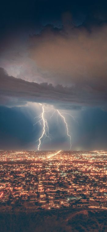 thunderstorm, bad weather, clouds Wallpaper 1080x2340