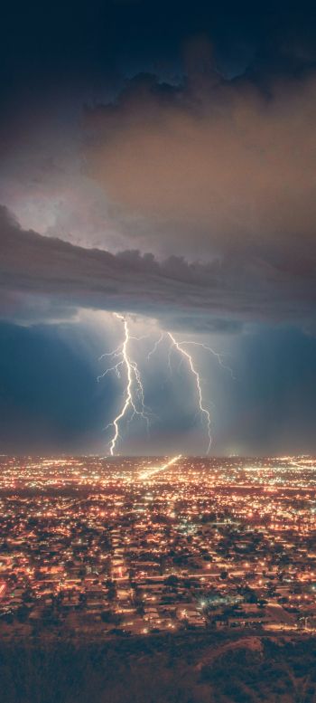 thunderstorm, bad weather, clouds Wallpaper 1440x3200