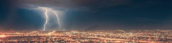 thunderstorm, bad weather, clouds Wallpaper 1590x400