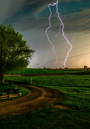 thunderstorm, lightning, bad weather Wallpaper 1640x2360