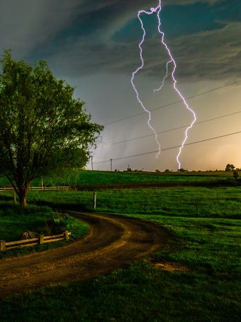 thunderstorm, lightning, bad weather Wallpaper 1620x2160