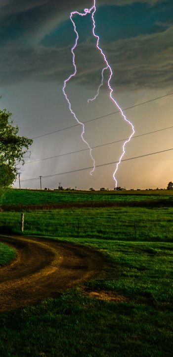 thunderstorm, lightning, bad weather Wallpaper 1080x2220