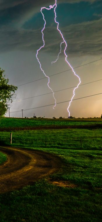 thunderstorm, lightning, bad weather Wallpaper 828x1792