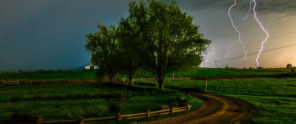 thunderstorm, lightning, bad weather Wallpaper 2560x1080