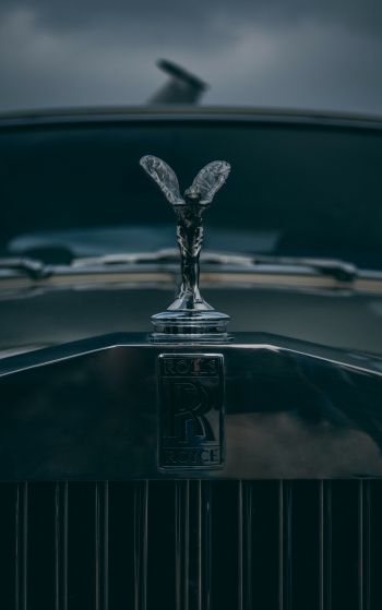 Обои 1752x2800 эмблема Rolls-Royce, черный