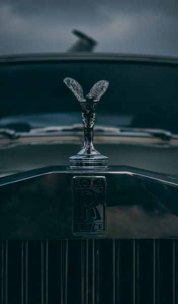 Обои 600x1024 эмблема Rolls-Royce, черный