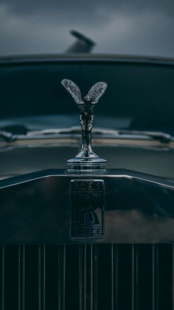 Обои 640x1136 эмблема Rolls-Royce, черный