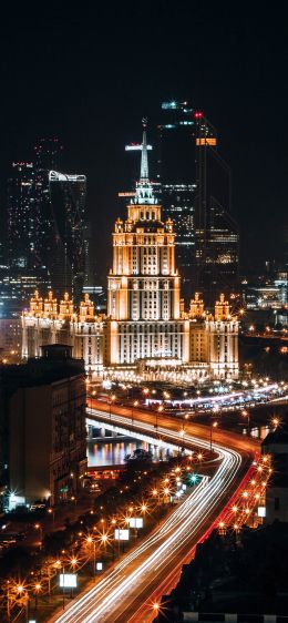 Stalin skyscraper, Moscow, Russia Wallpaper 1284x2778