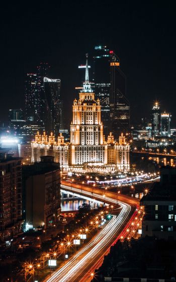 Stalin skyscraper, Moscow, Russia Wallpaper 1600x2560