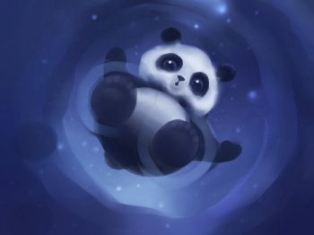 panda cub, blue Wallpaper 1024x768